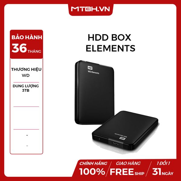 HDD BOX 3TB WD ELEMENTS USB 3.0 (ổ cứng gắn ngoài) NEW BH 24TH