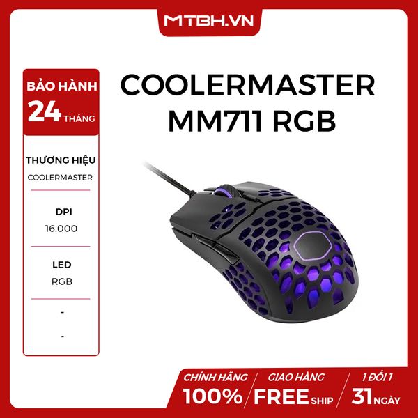 Chuột CoolerMaster MM711 RGB Black Matte