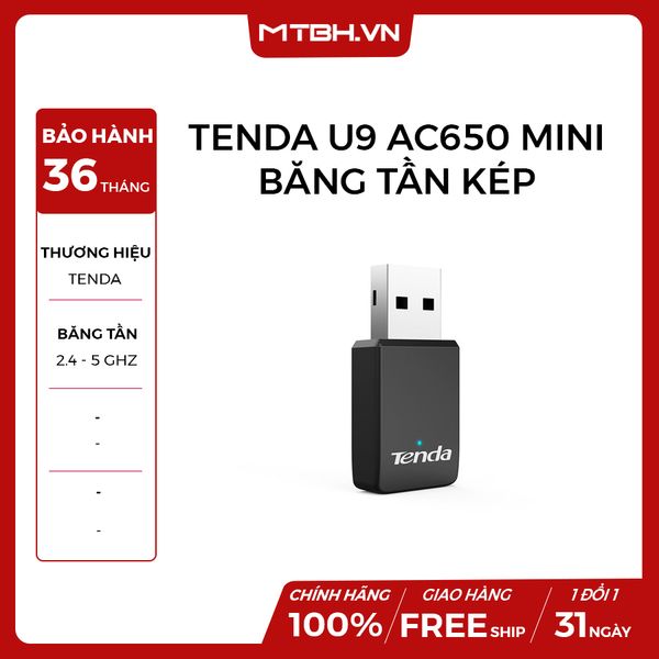 USB THU WIFI TENDA U9 AC650 MINI BĂNG TẦN KÉP