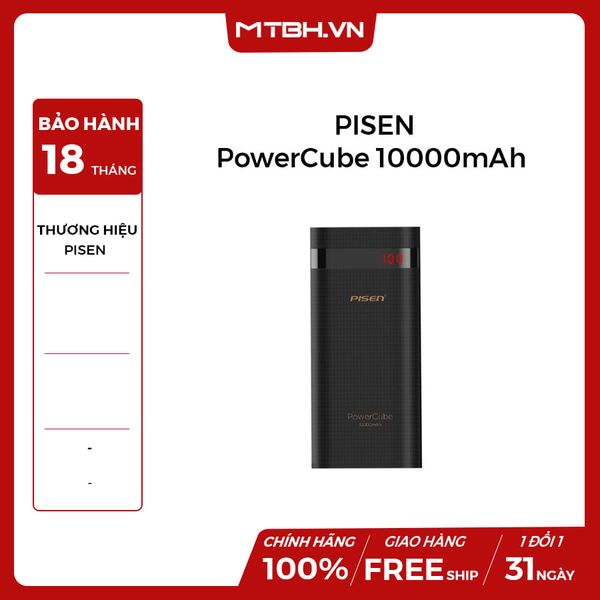 Sạc dự phòng Pisen PowerCube 10000mAh (1x Micro USB, USB 1A/ 2A Smart ) - Đen