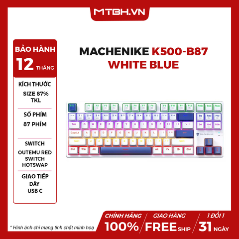 Bàn Phím Cơ Machenike K500-B87 White Blue Red Switch