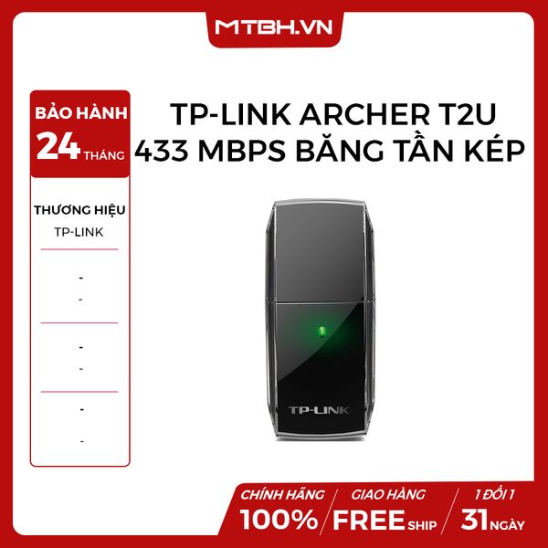 USB THU WIFI TP-LINK ARCHER T2U 433 MBPS BĂNG TẦN KÉP
