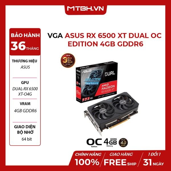 VGA ASUS RX 6500 XT Dual OC Edition 4GB GDDR6