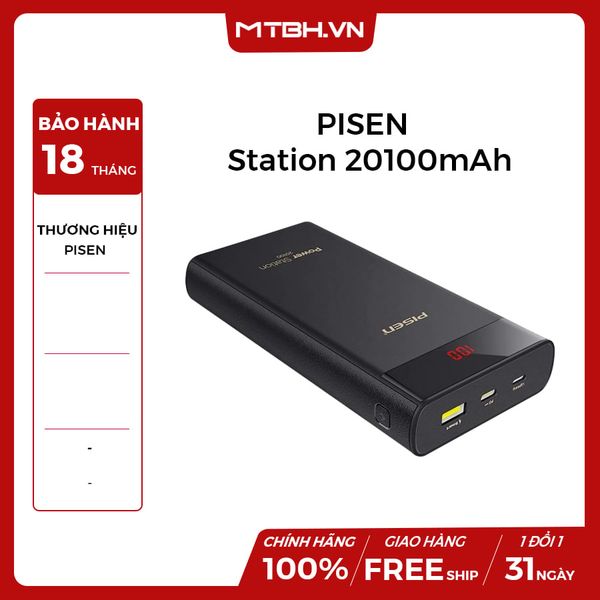 Sạc dự phòng Pisen Power Station 20100mAh( QC3.0, PD3.0, LED ) Black