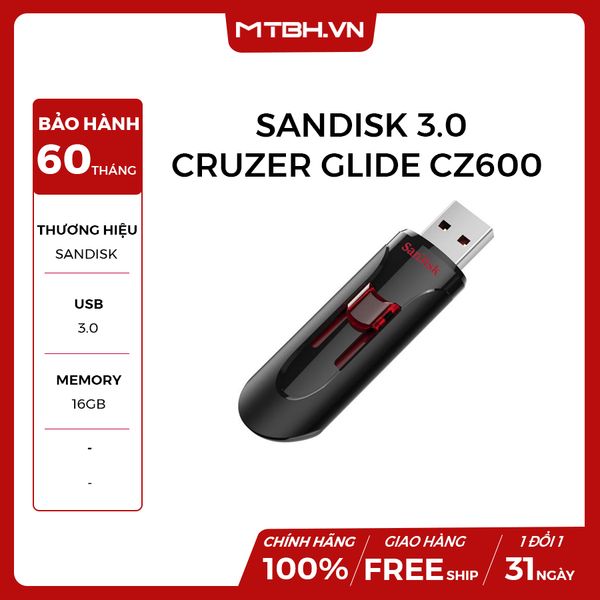 USB SANDISK 3.0 CRUZER GLIDE CZ600 16GB