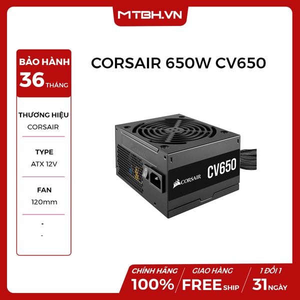 NGUỒN CORSAIR 650W CV650 NEW