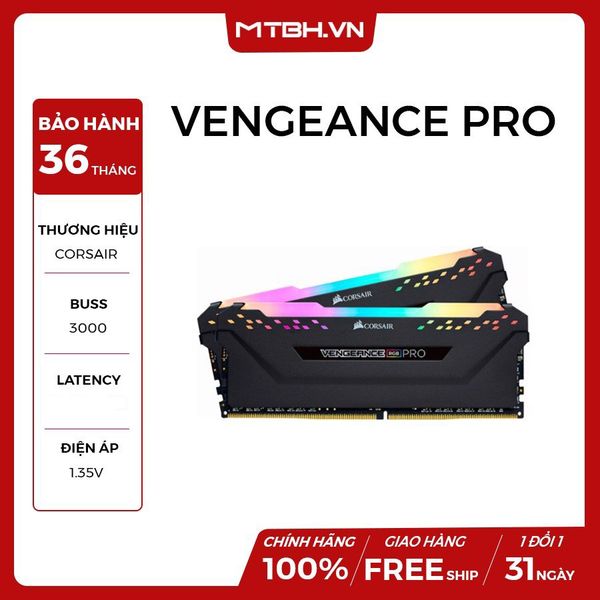 RAM DDR4 CORSAIR VENGEANCE PRO RGB 16GB (2x8) BUS 3000