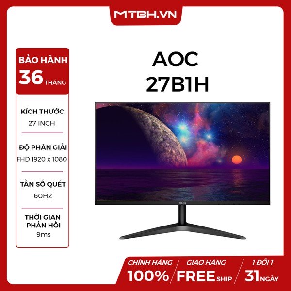 MÀN HÌNH LCD AOC 27 INCH 27B1H FHD IPS 60HZ HDMI+VGA