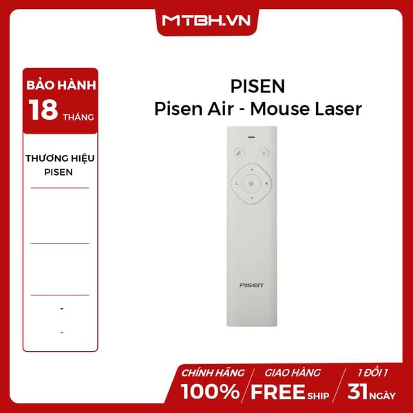 Bút trình chiếu Pisen Air - Mouse Laser Power Pen 2500mah (Trắng)