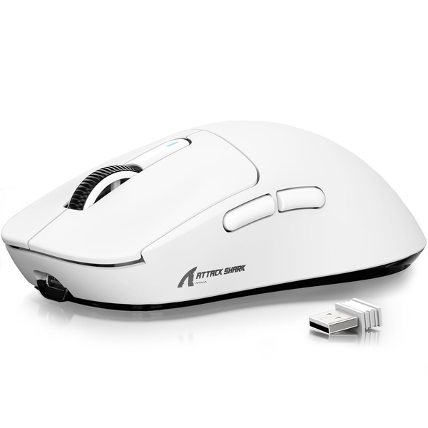 CHUỘT GAMING KHÔNG DÂY ATTACK SHARK X6 WHITE - PIXART PAW3395 | SIÊU NHẸ | 3 MODE | DOCK