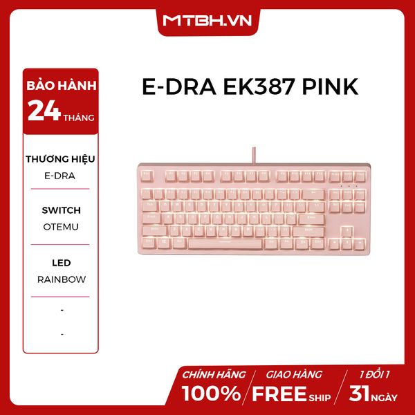 BÀN PHÍM CƠ E-DRA EK387 RED SWITCH PINK