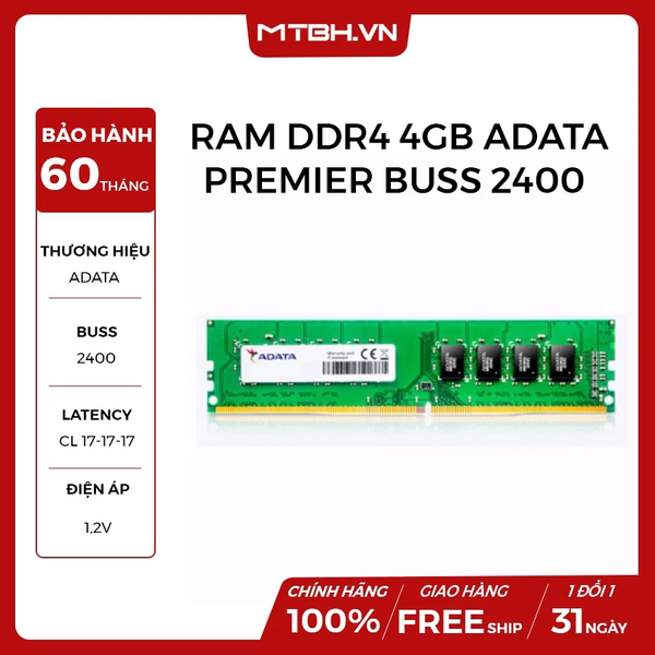 RAM DDR4 4GB ADATA PREMIER BUSS 2400 CÒN BH