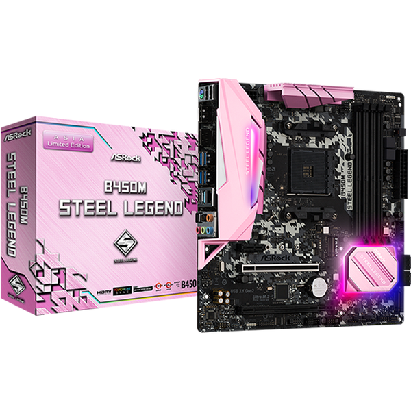 MAIN ASROCK B450M STEEL LEGEND (Pink Edition)