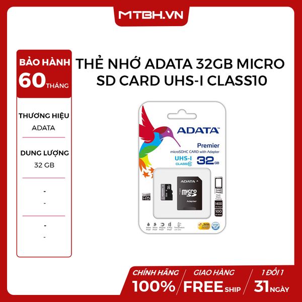 THẺ NHỚ ADATA 32GB MICRO SD CARD UHS-I CLASS10