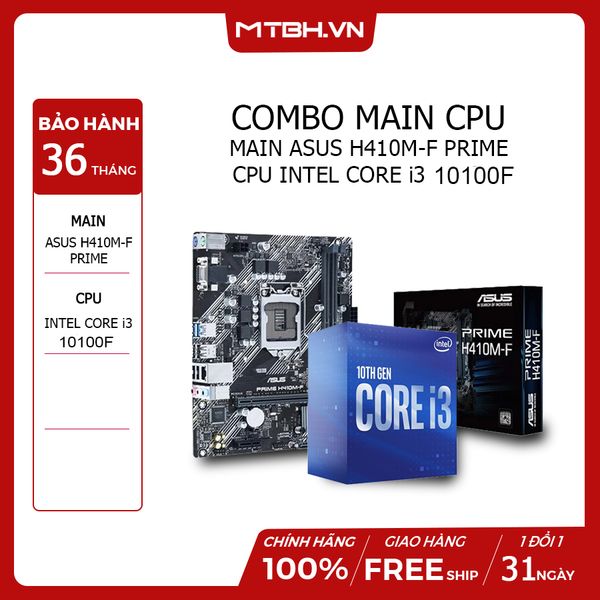 COMBO MAIN ASUS H410M-F PRIME + CPU INTEL CORE i3 10100F