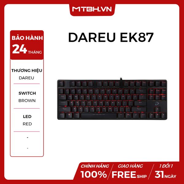 BÀN PHÍM CƠ DAREU EK87 BLACK BROWN SWITCH NEW BH 24TH