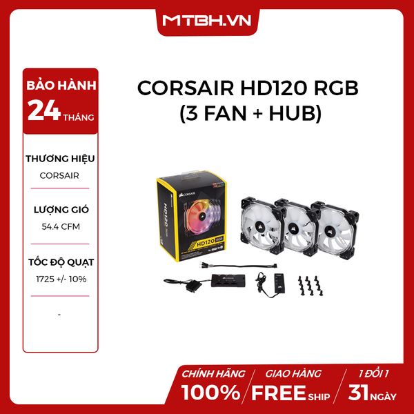 FAN CASE CORSAIR HD120 RGB (3 FAN + HUB) NEW