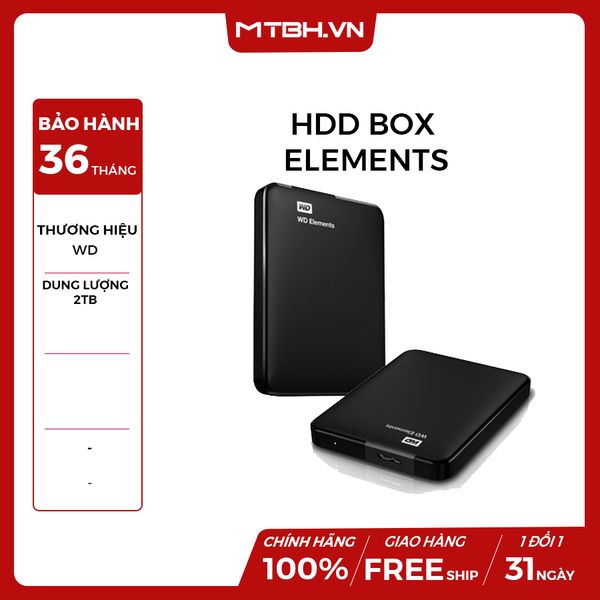 HDD BOX 2TB WD ELEMENTS USB 3.0 (ổ cứng gắn ngoài) NEW BH 24TH