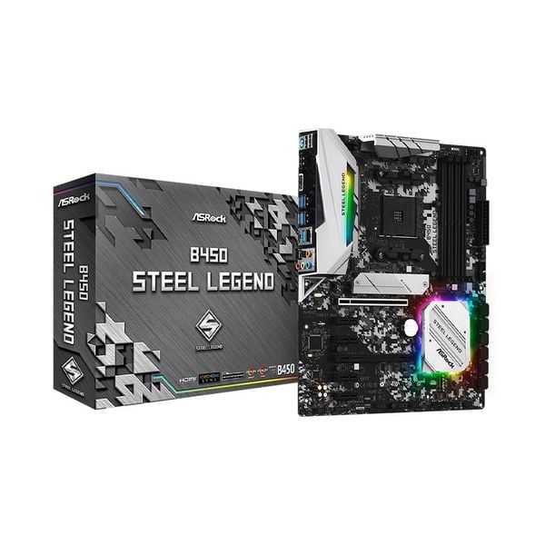 MAIN ASROCK B450 STEEL LEGEND (AMD B450, Socket AM4, ATX, 4 khe RAM DDR4)
