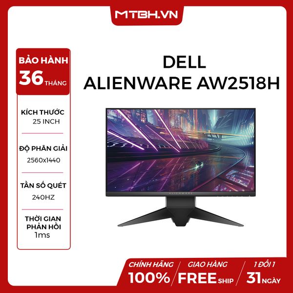 LCD DELL 25 INCH ALIENWARE AW2518H NVIDIA G-SYNC 240Hz NEW