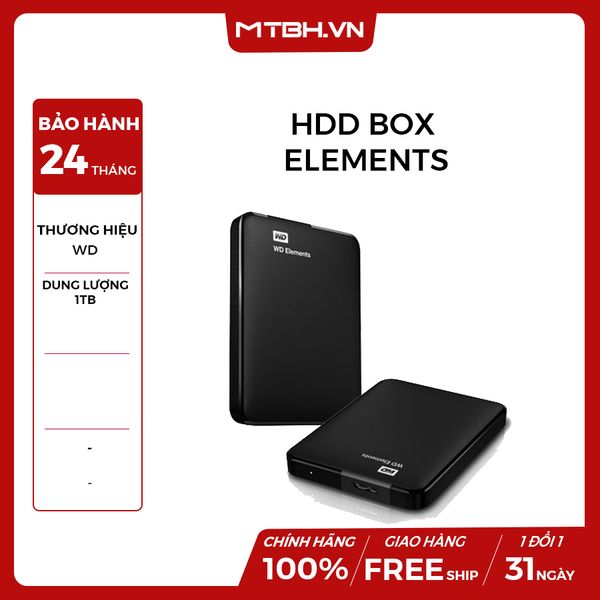 HDD BOX 1TB WD ELEMENTS USB 3.0 (ổ cứng gắn ngoài) NEW BH 24TH