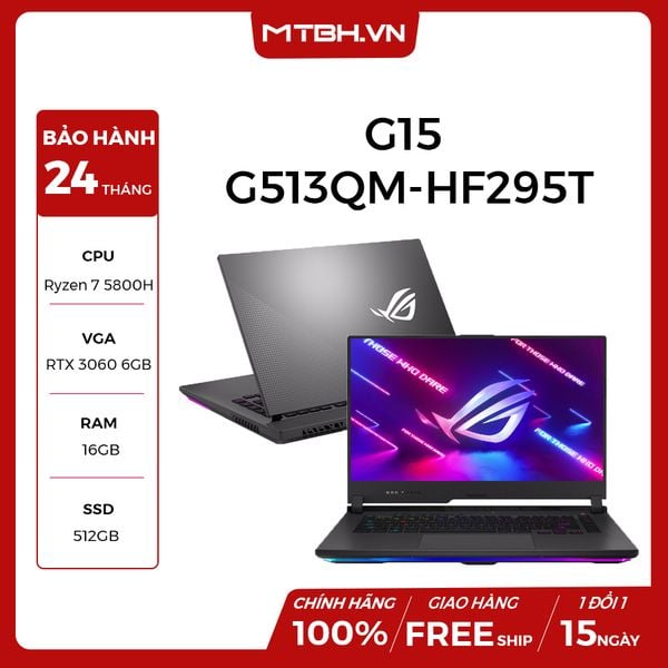 LAPTOP ASUS ROG STRIX G15 G513QM-HF295T AMD R7 5800H | RTX 3060 6GB | 16GB RAM | 512GB SSD | 15.6″ 300HZ FHD IPS PERKEY WIN 10 VSC