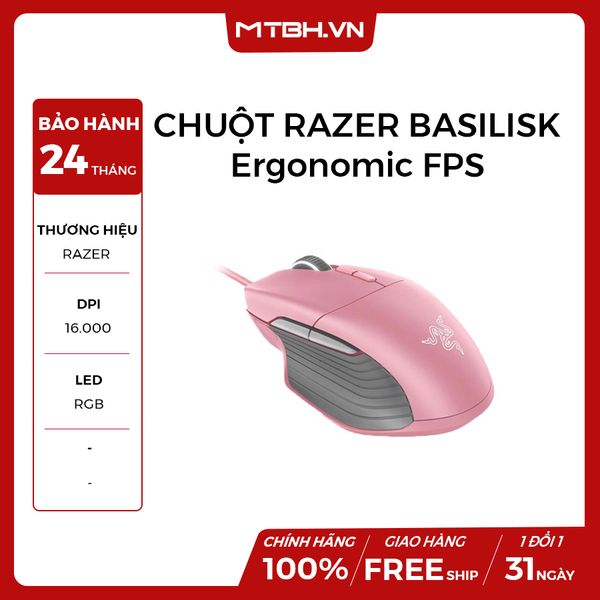 CHUỘT RAZER BASILISK Ergonomic FPS Gaming Quartz Edition