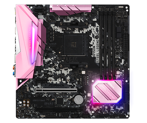 MAIN ASROCK B450M STEEL LEGEND (Pink Edition)