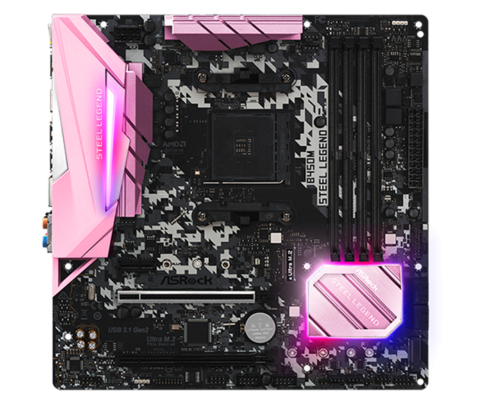 Legend Pink B450 Asrock B450m Steel Legend Micro Atx Asrock B450m