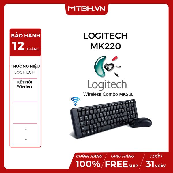 COMBO LOGITECH MK220 PHÍM CHUỘT KHÔNG DÂY NEW