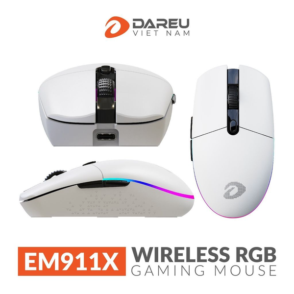 Chuột DareU EM911X WIRELESS Gaming White