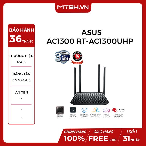 PHÁT WIFI ASUS AC1300 MODEL:RT-AC1300UHP (4 ĂN TEN) - DŨNG SĨ XUYÊN TƯỜNG