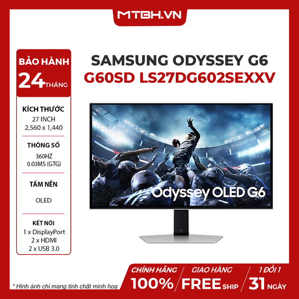 MÀN HÌNH SAMSUNG ODYSSEY OLED G6 G60SD LS27DG602SEXXV 27