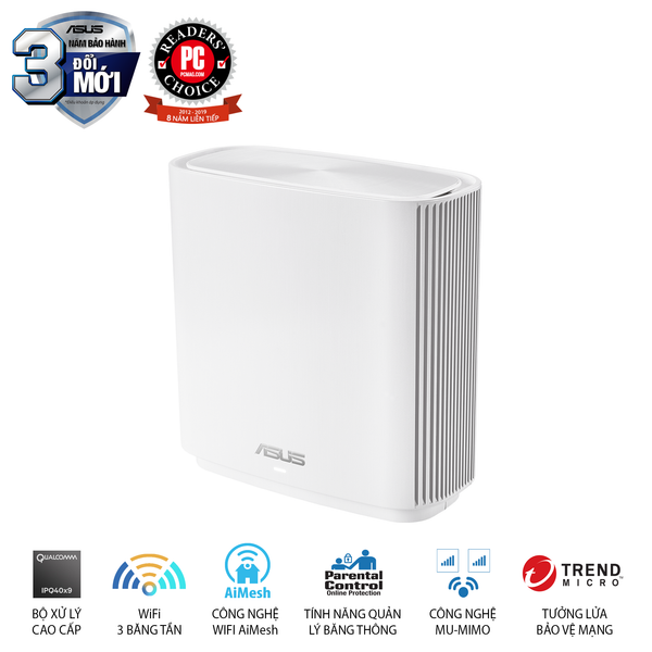 BỘ PHÁT WIFI ZEN CT8 (W-2-PK), MESH WI-FI, Chuẩn AC3000, 3 băng tần