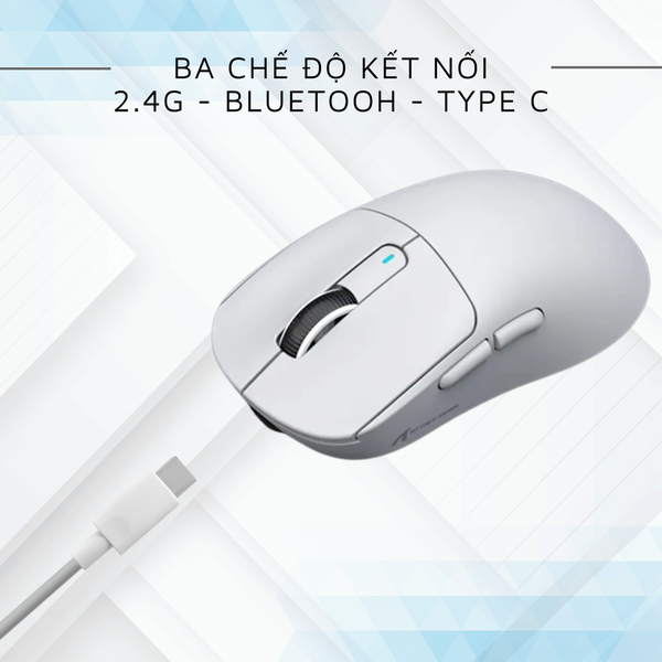 CHUỘT GAMING KHÔNG DÂY ATTACK SHARK X3 - TRẮNG / Pixart 3395 / BLUETOOTH / WIRELESS 2.4G / Type-C | SIÊU NHẸ 50g