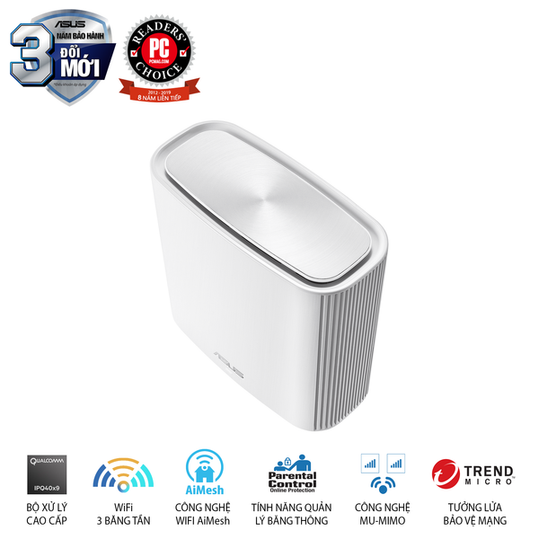 BỘ PHÁT WIFI ZEN CT8 (W-2-PK), MESH WI-FI, Chuẩn AC3000, 3 băng tần