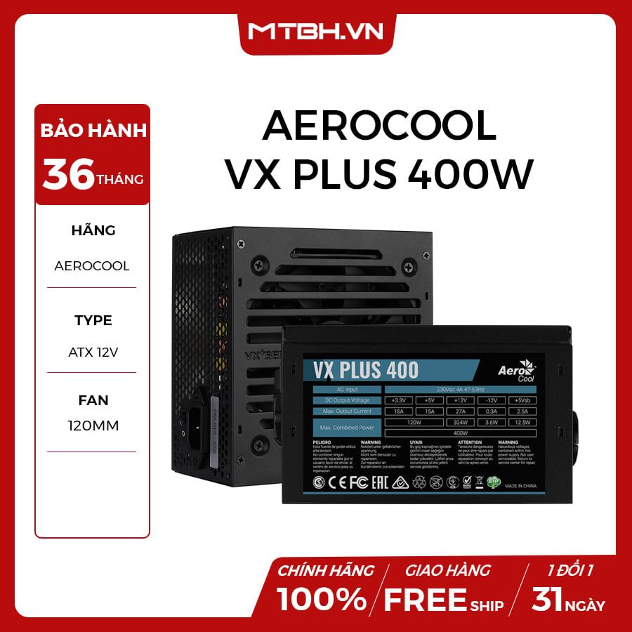 Nguồn Aerocool 400w Vx Plus 400 New May Tinh Bien Hoa