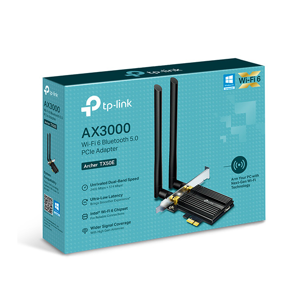 CARD MẠNG TP-LINK ARCHER TX50E AX3000 - WIFI 6, BĂNG TẦN KÉP, BLUETOOTH 5.2, MU-MIMO