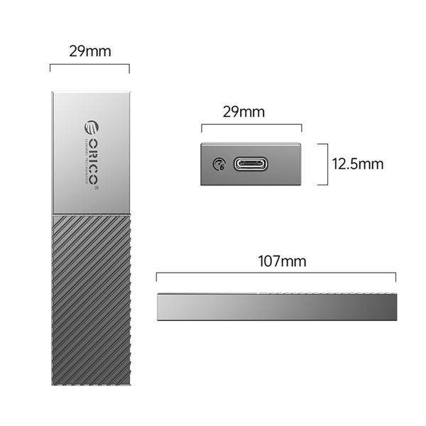 Hộp ổ cứng Orico M.2 Sata TypeC Nhôm - Tốc độ 6Gbps (M205C3-GY) - Box SSD
