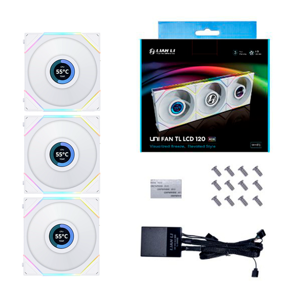 FAN Lian Li UNI Fan SL Wireless LCD 120 Triple White ( Bộ 3 fan )