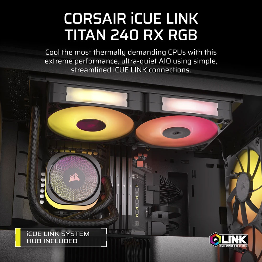 TẢN NHIỆT NƯỚC CORSAIR ICUE LINK TITAN 240 RX RGB BLACK – Máy Tính Biên Hòa