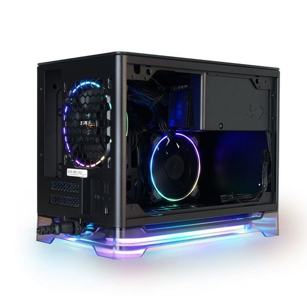 Case InWin A1 Plus Black QI Charger Full Side Tempered Glass Mini ITX