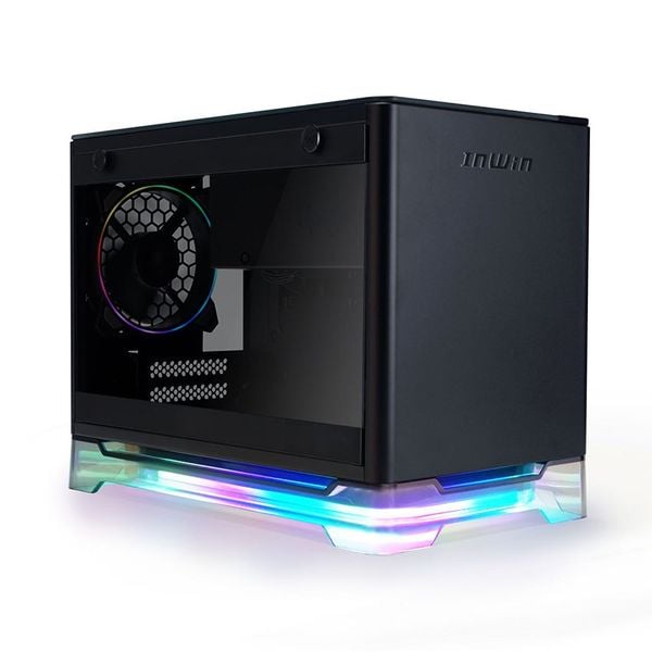 Case InWin A1 Plus Black QI Charger Full Side Tempered Glass Mini ITX