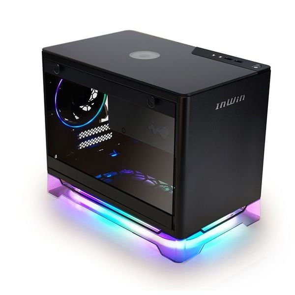 Case InWin A1 Plus Black QI Charger Full Side Tempered Glass Mini ITX
