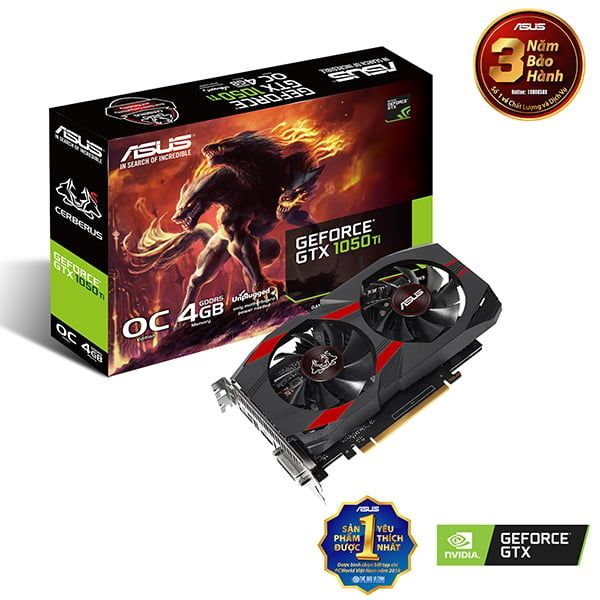 VGA ASUS GTX 1050Ti 4GB ( CERBERUS-GTX1050TI-O4G )