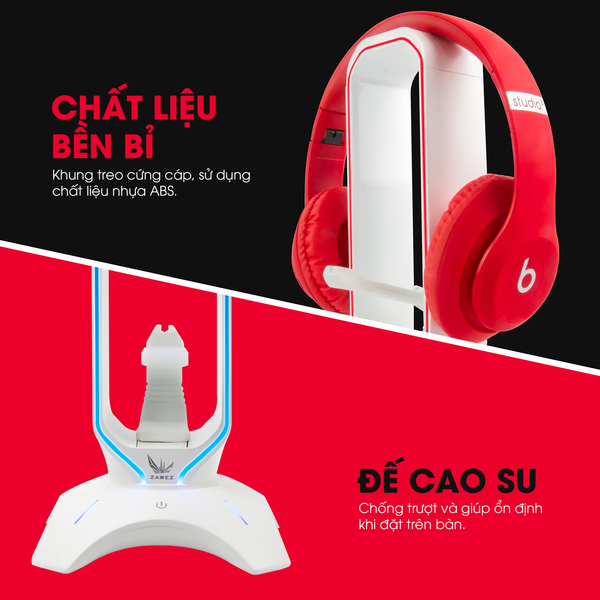 Giá Treo Tai Nghe ZADEZ ZHS-701G USB 3 in 1 Black Gaming