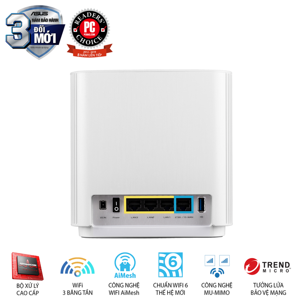 BỘ PHÁT WIFI ZEN XT8 (W-2-PK), MESH WI-FI 6 (802.11ax), Chuẩn AX6600, 3 băng tần
