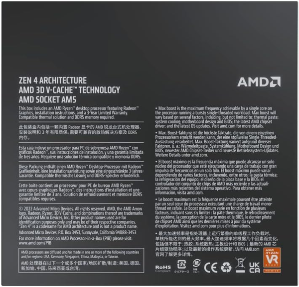 CPU AMD Ryzen 7 7800X3D ( 8 NHÂN 12 LUỒNG / 4.2 - 5.0 GHz / 104MB ) BOX CHÍNH HÃNG