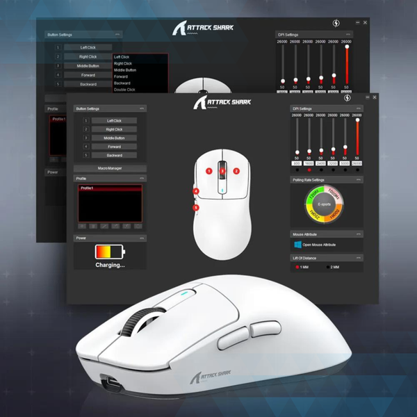 CHUỘT GAMING KHÔNG DÂY ATTACK SHARK X3 - TRẮNG / Pixart 3395 / BLUETOOTH / WIRELESS 2.4G / Type-C | SIÊU NHẸ 50g