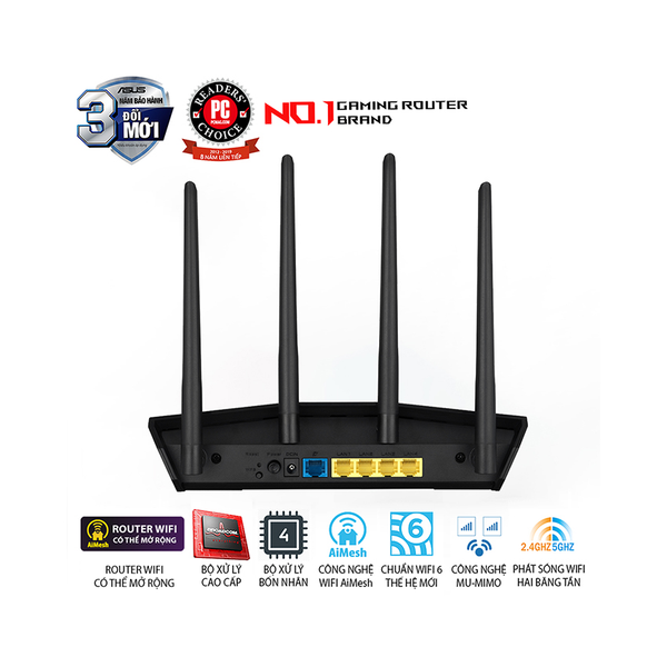 BỘ PHÁT WIFI ASUS RT-AX57 CHUẨN AX3000 - WIFI 6 | AI MESH | MU-MIMO | WPA3